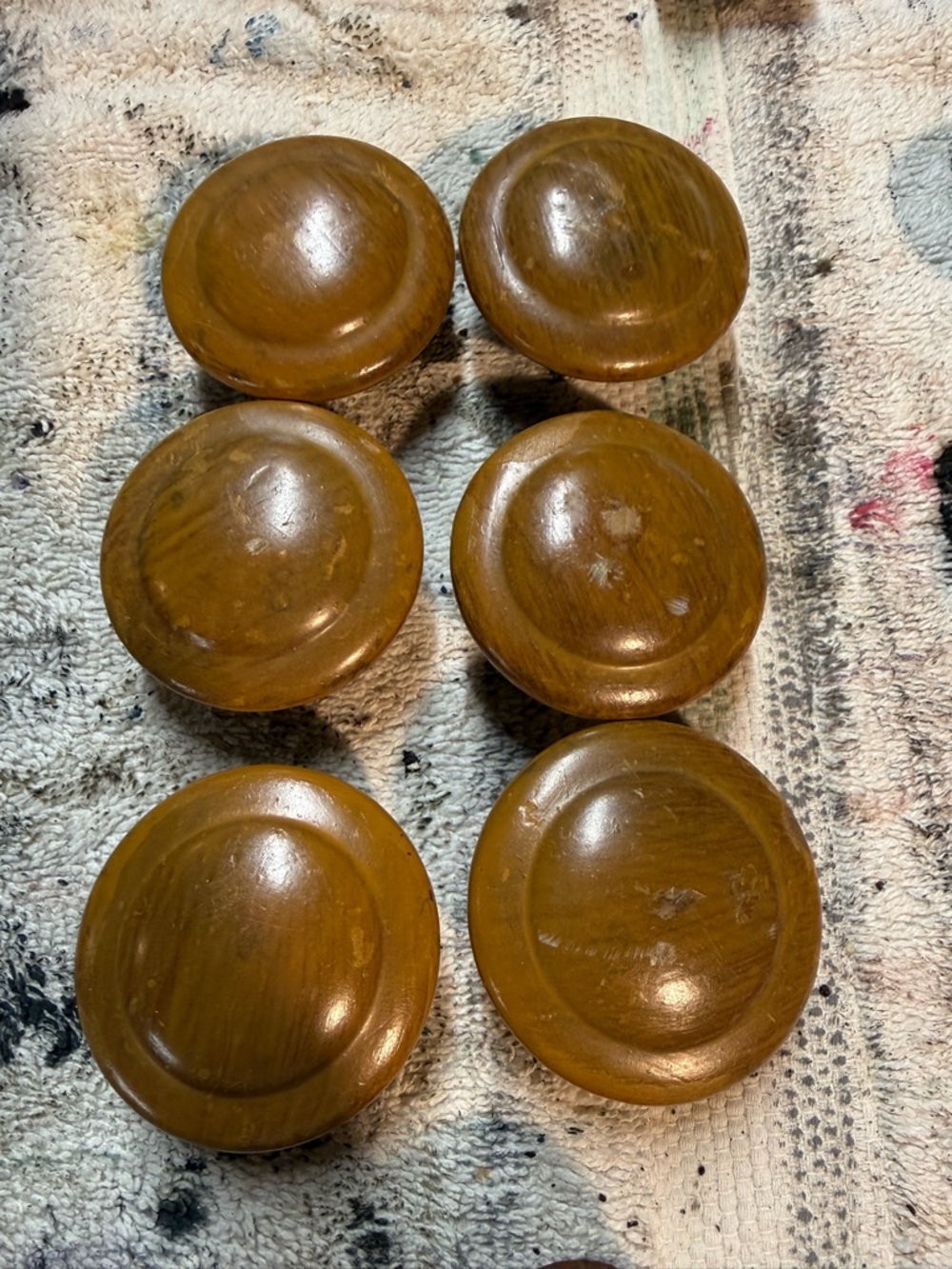 Set of 6 Round Wooden Drawer Knobs - Warm Brown